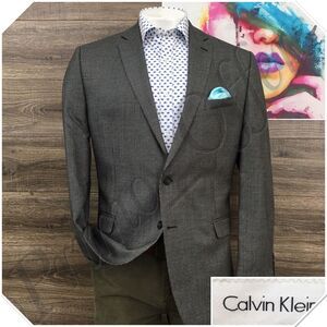 Calvin Klein Mens Blazer Sport Coat Casual‎ Jacket Size 42L Wool Silk Suit